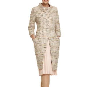 Chanel Style Contemporary Coat Over Pleated Dress