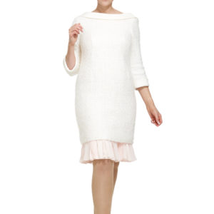 Chanel Style Open Back Jacket Over Pleated Dress