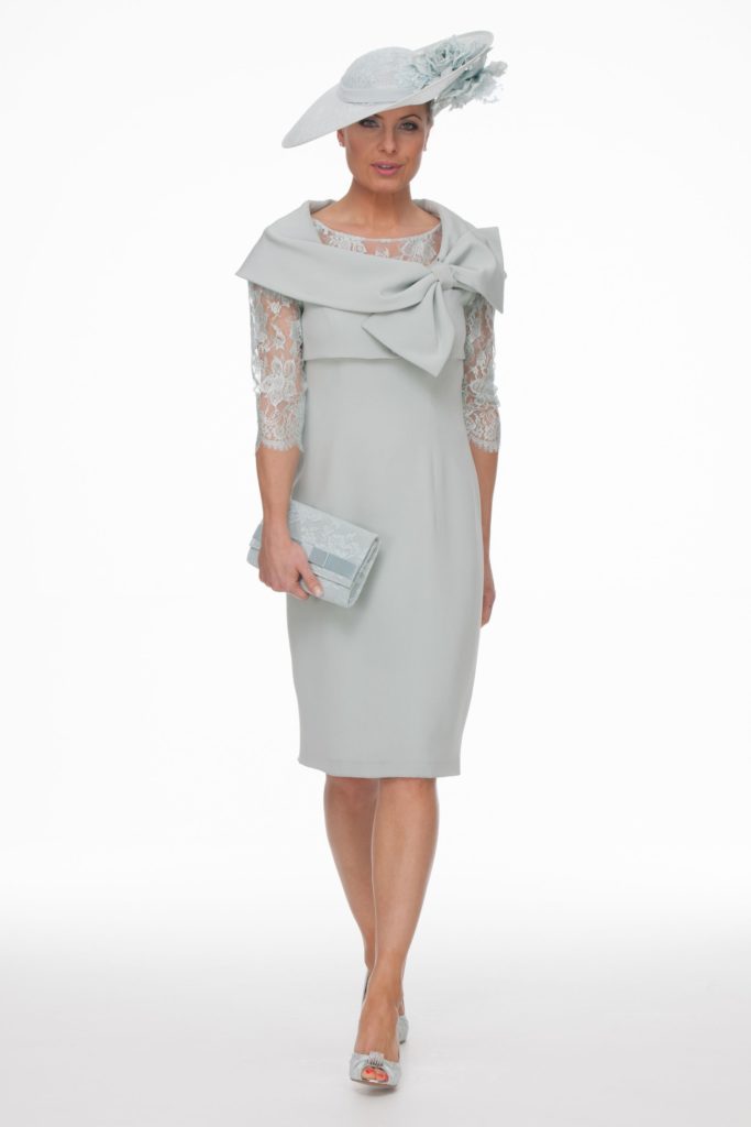 Duck Egg Lace Dress Bow Jacket