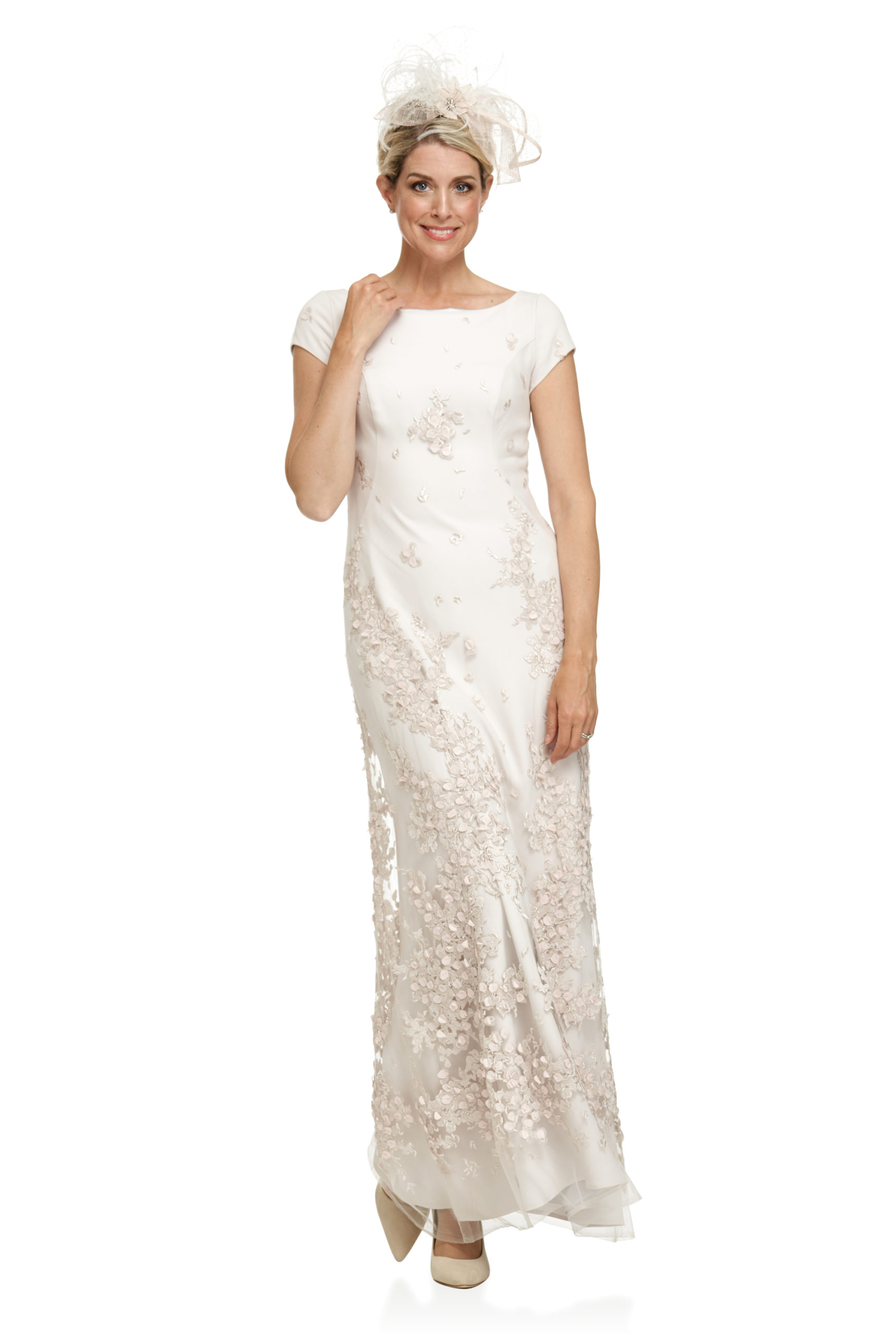 Flower Appliquéd A-line 3D Long Dress