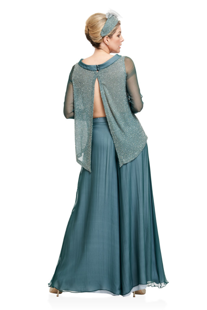 Georgette Beaded Silk Tunic and Palazzo Pants