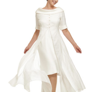 Jacquard Organza Coat Over Bias Cut Crepe Dress