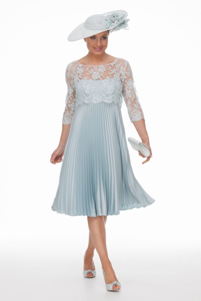 Sunray Pleated Dress With Lace Bodice