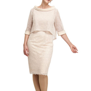 Trapeze Cropped Jacket Over Sparkle Fitted Dress