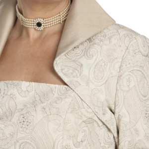 Embroidered Oyster Sand-washed Silk Dress and Jacket