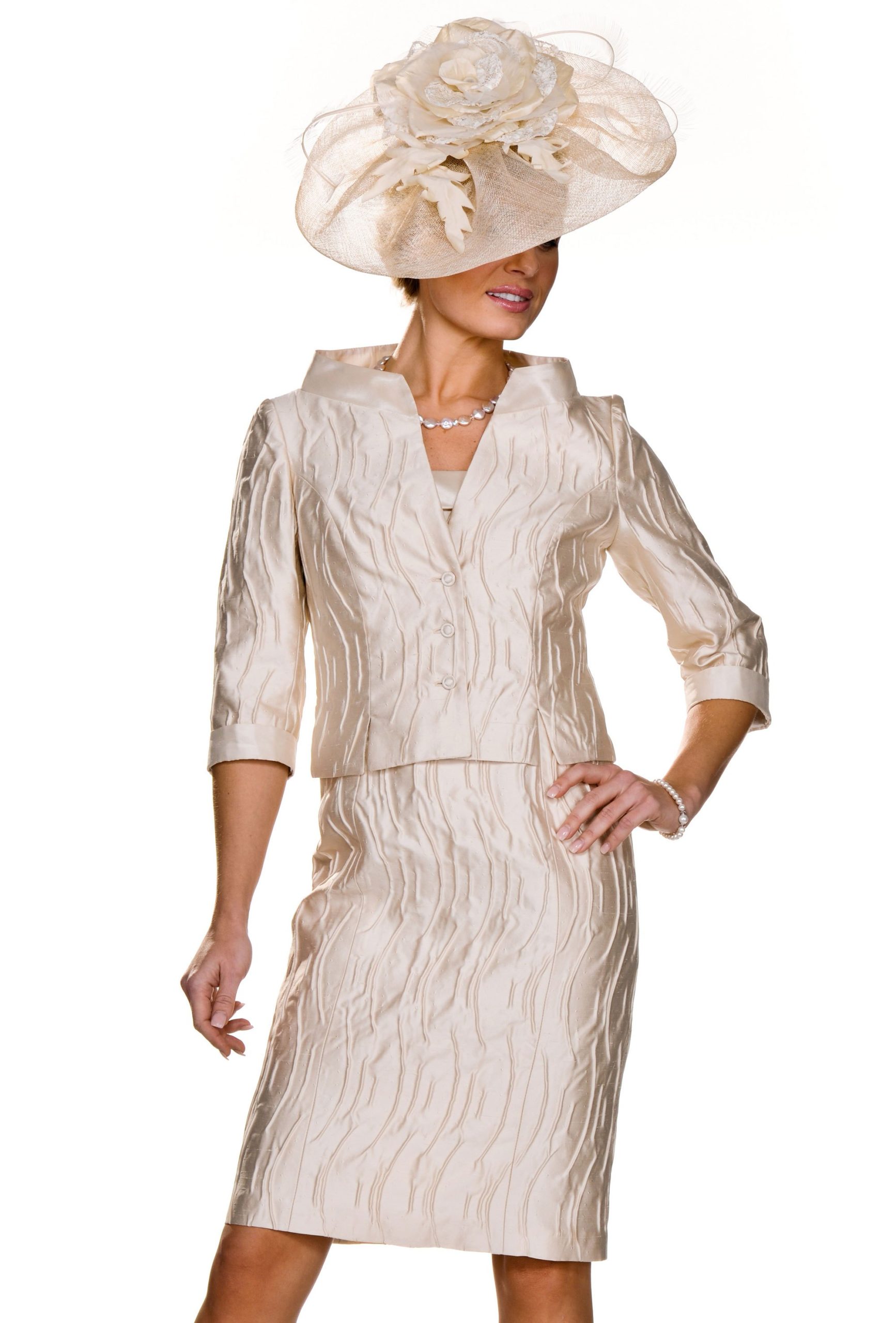 Joyce Young mother of the bride dress and short cropped jacket non traditional non frumpy