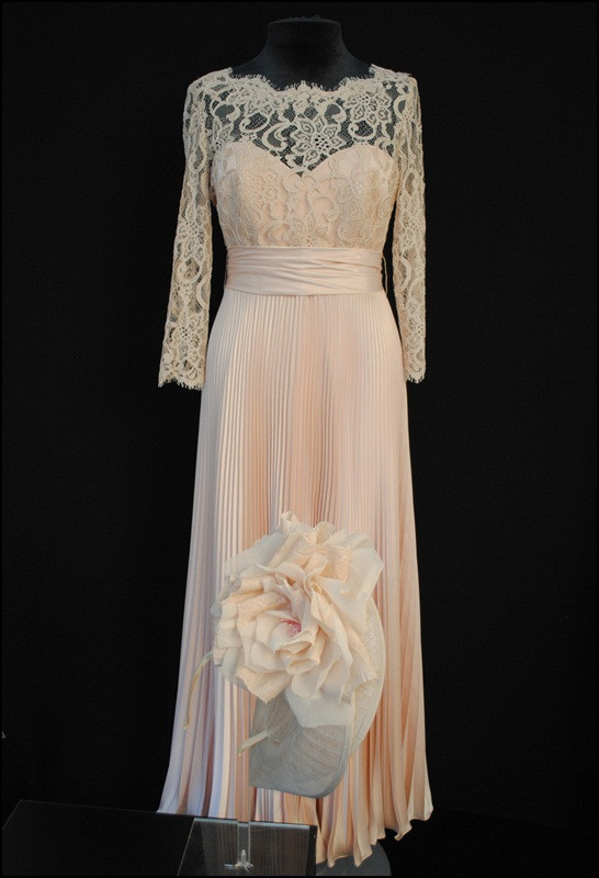 JMY Design photo studio Blush sunray pleat and lace dress