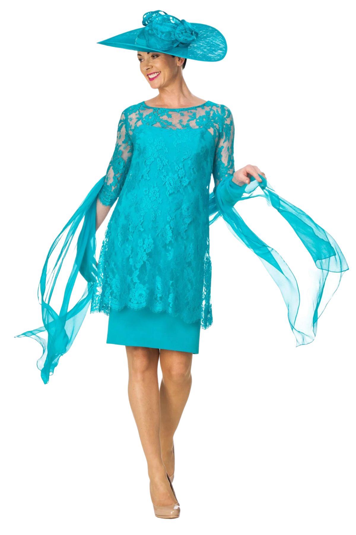 Silk Dress with ALine Lace Tunic Joyce Young Design Studios