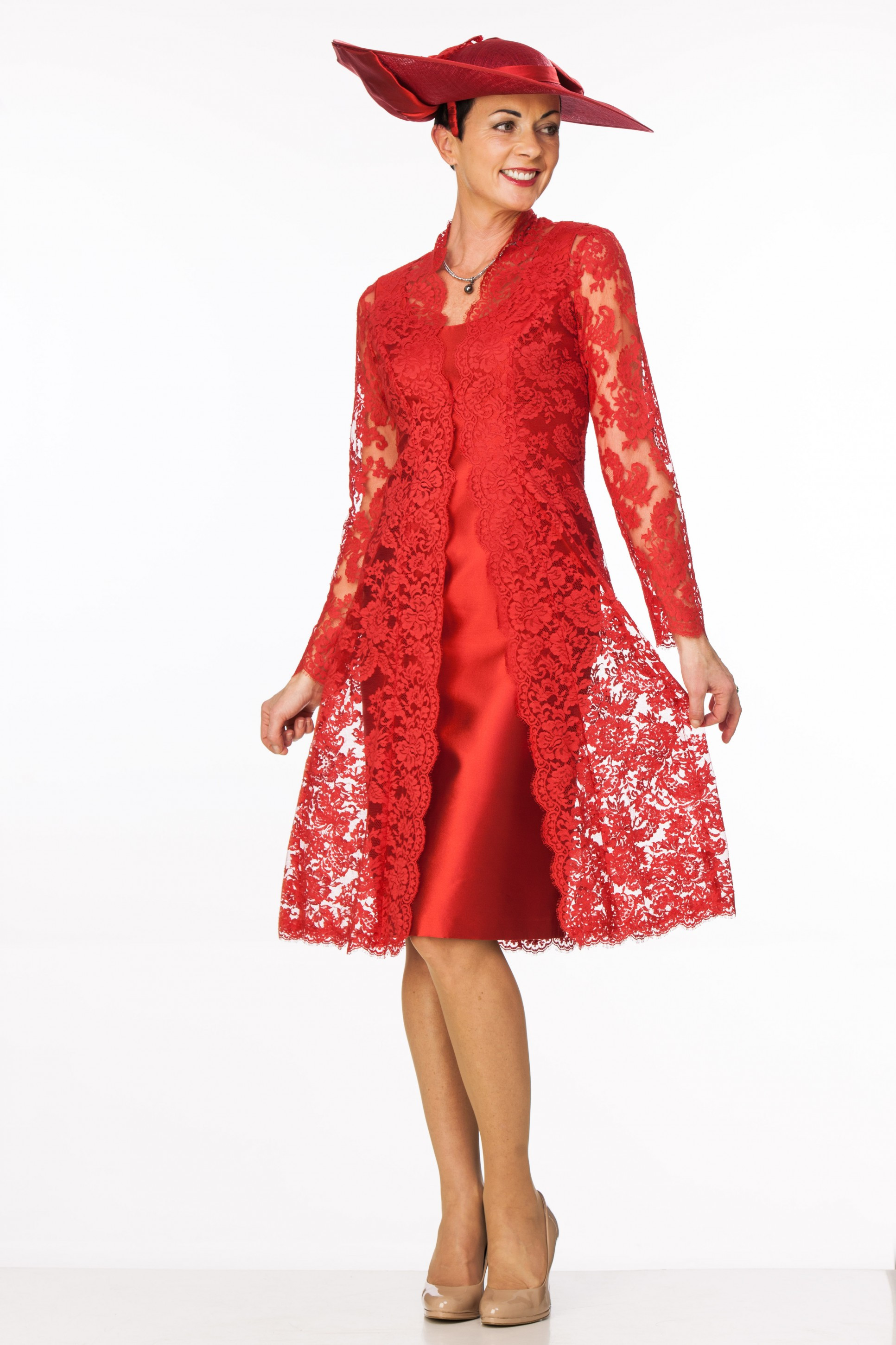 Elegant red lace coa