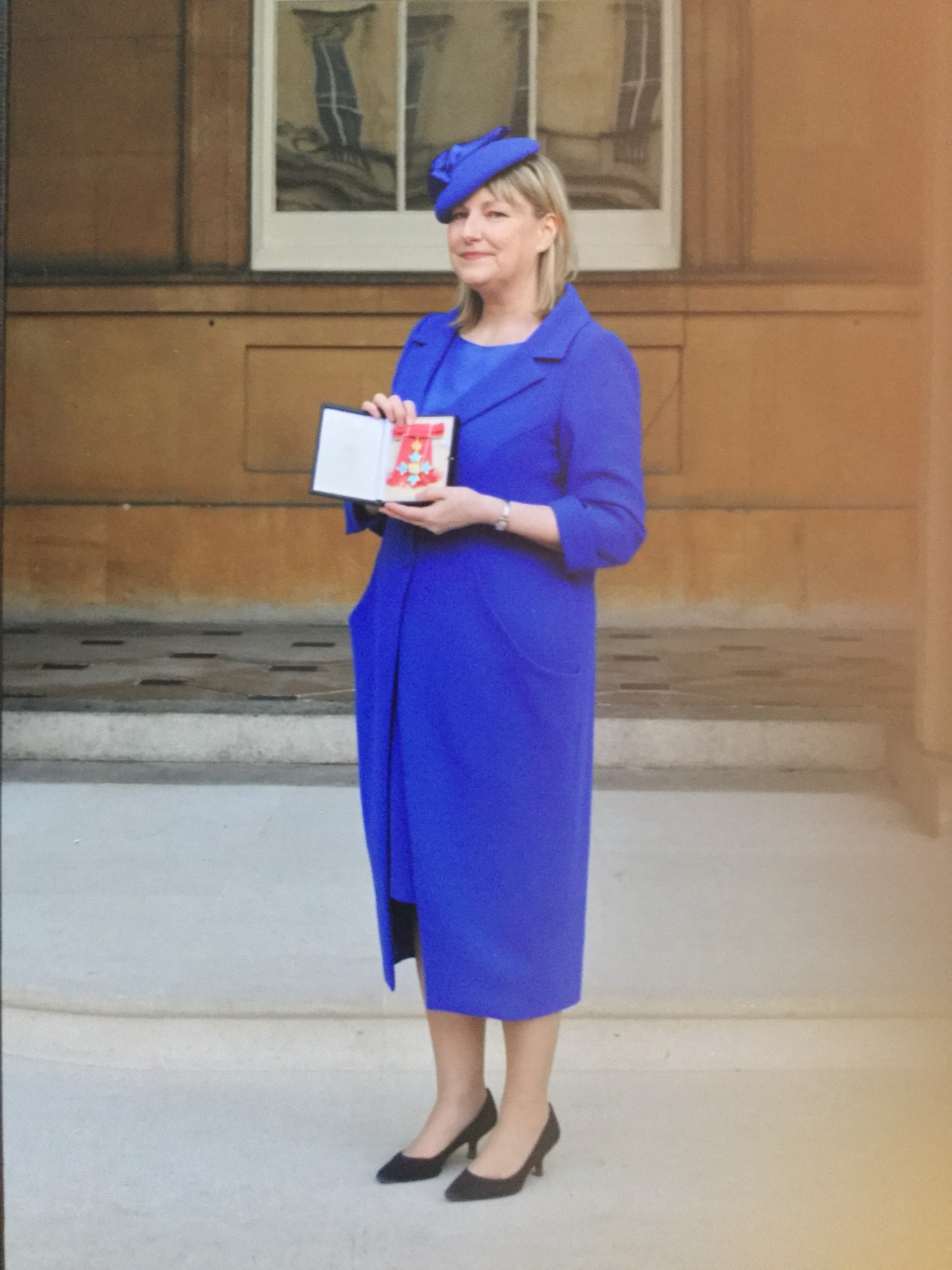 Bridget McConnell proudlt displays her CBE