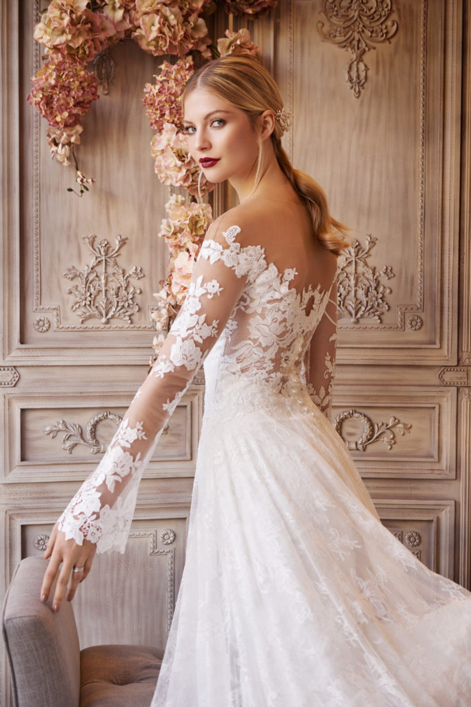 bardot style wedding dress