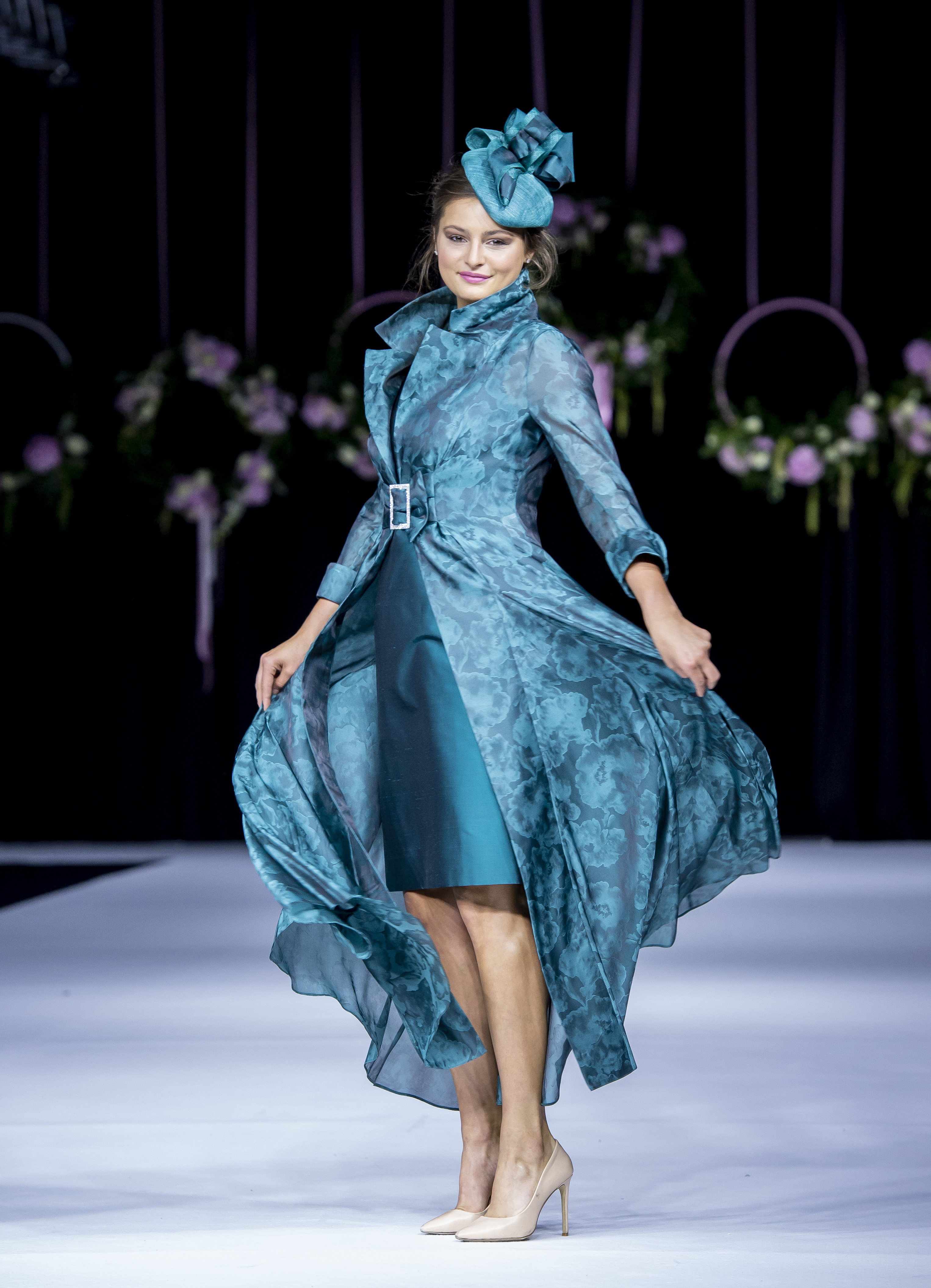 Silk organza jacquard coat and silk dress