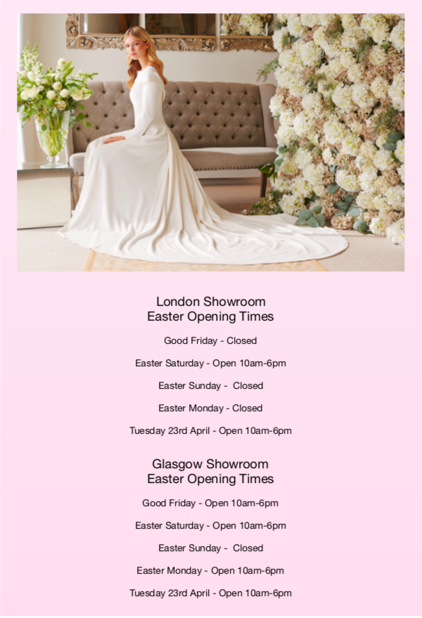 Easter Opening Times for our Glasgow and London Showrooms