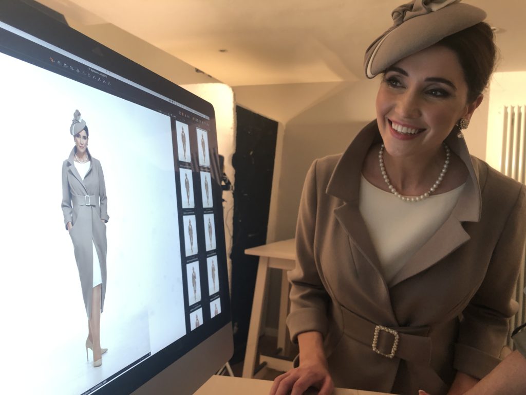 Contemporary wool coat photoshoot Joyce Young Photoshoot for mother of the bride and groom special occasion wear
