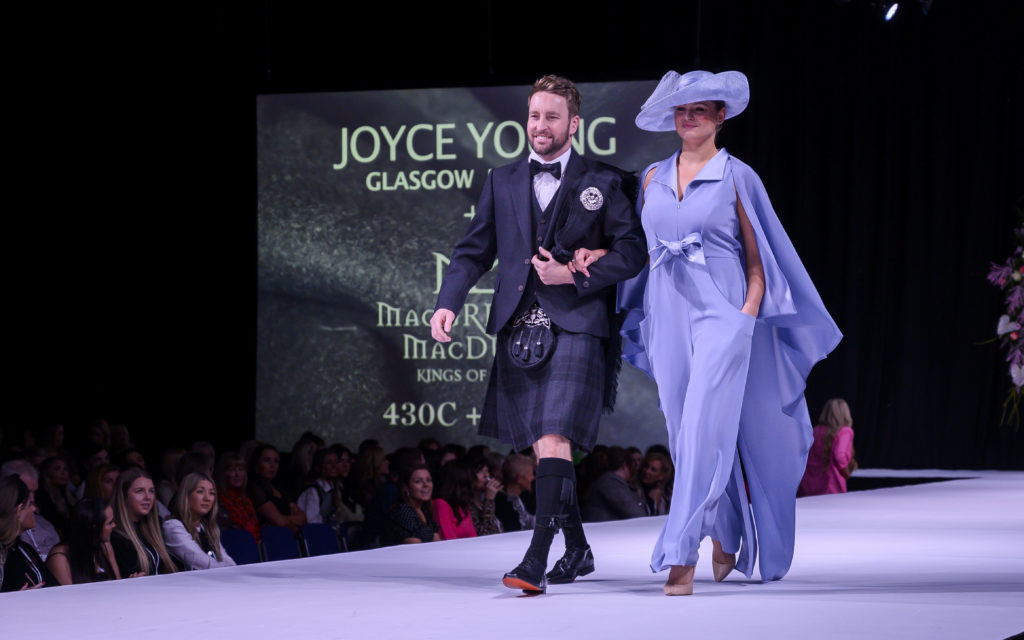 Scottish wedding show mother of the bride and groom outfit SWS 2020 Feb. Joyce Young and MacGregor MacDuff photographs by Alan Peebles