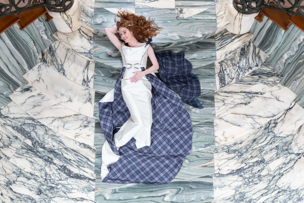 Islay mist tartan wedding dress
