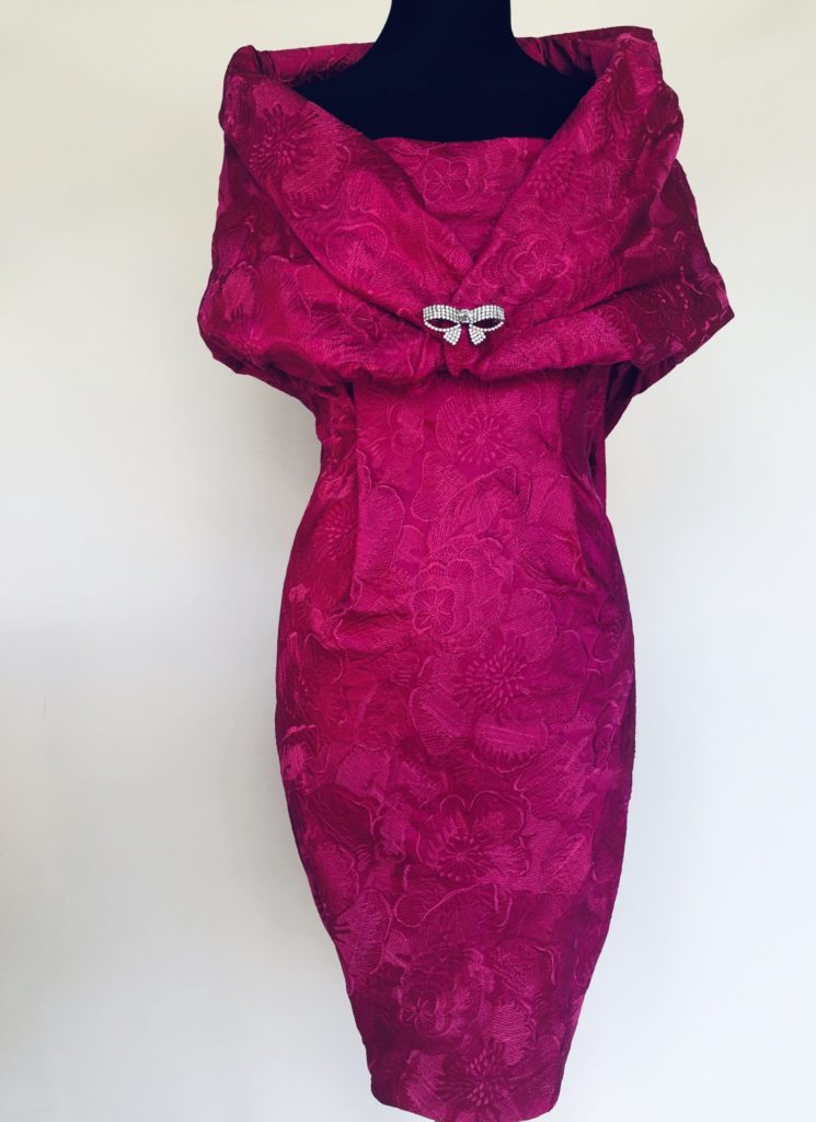 fabric edit Bright pink embroidered silk