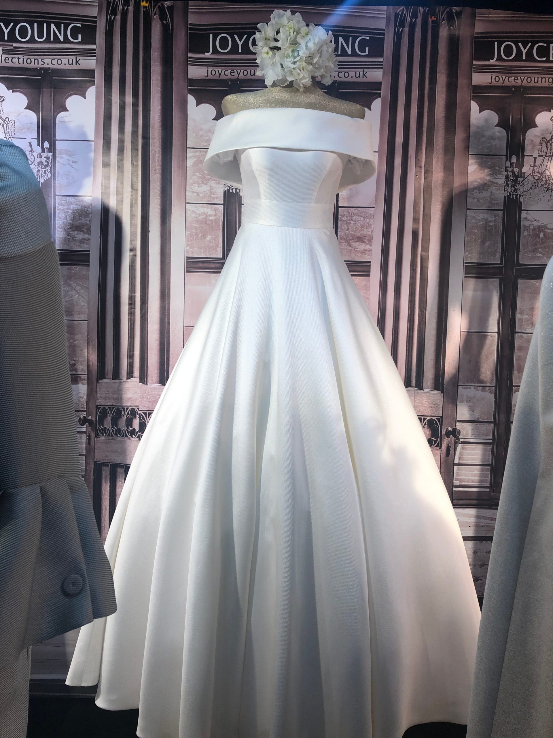 Alice Wedding Dress, wedding dress with a full skirt and Bardot neckline, virtual