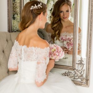 Bardot Lace Top Wedding Dress