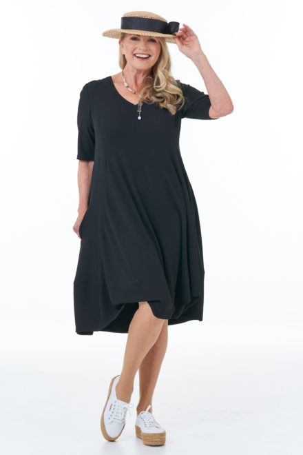 BlShort Sleeved Waffle Bubble Dress in Blackack Summer Bubble Dress