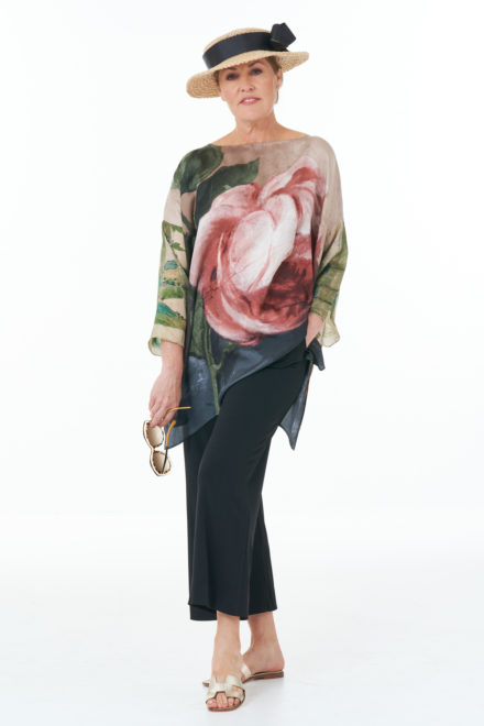 Knit Cropped Trousers in Black, Black trousers silk rose tunic