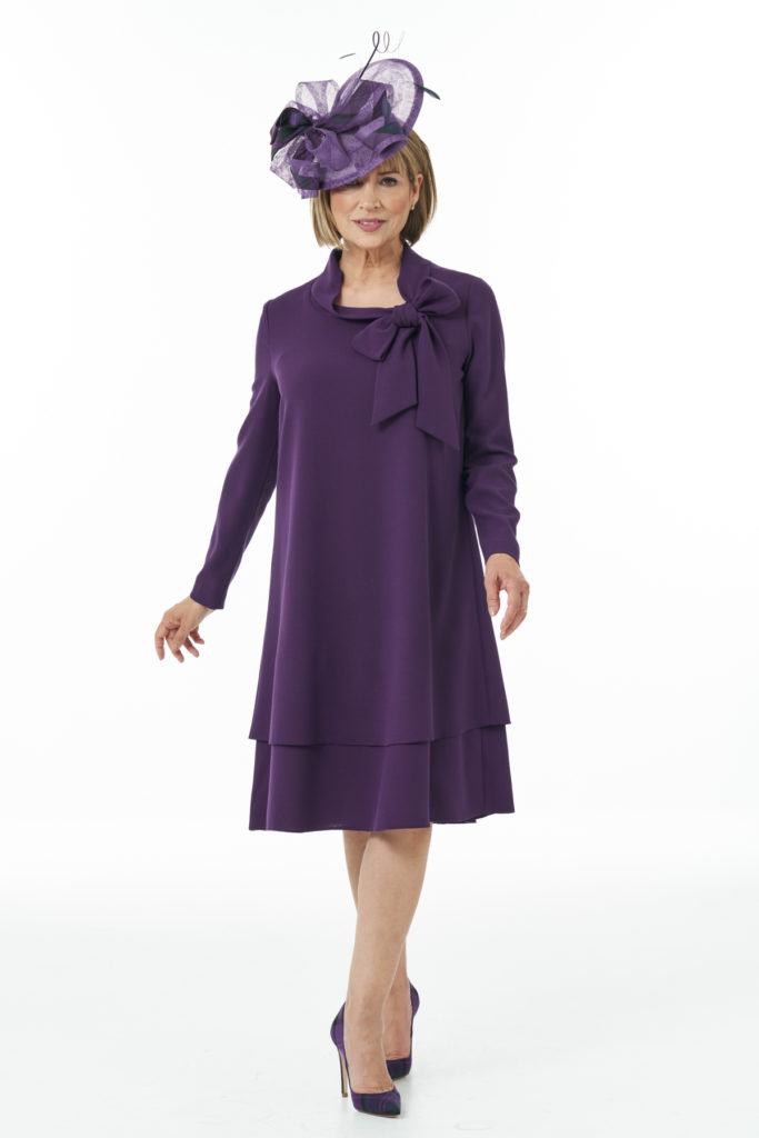 Purple Bow Neck Dress