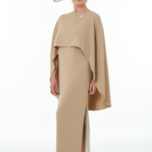 Camel and Ivory ankle length dress and cape