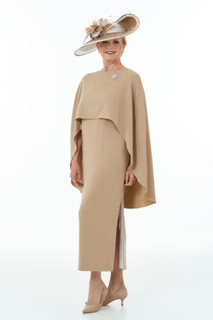 Camel and Ivory ankle length dress and cape