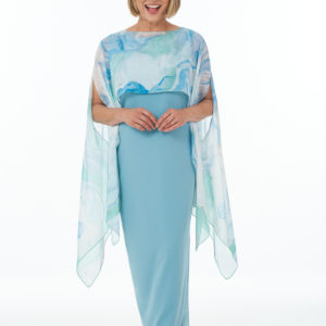Duck egg side slit dress with slits and fine art scarf