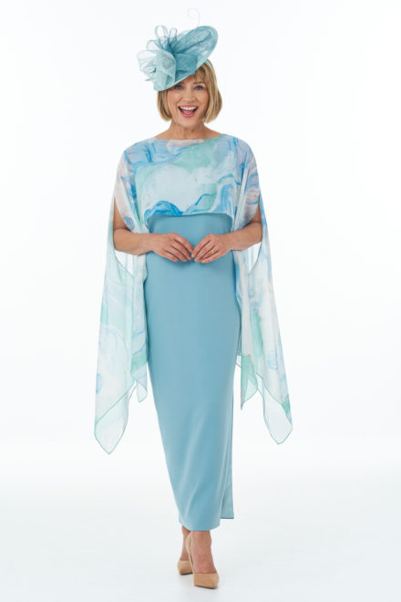 Duck egg side slit dress with slits and fine art scarf
