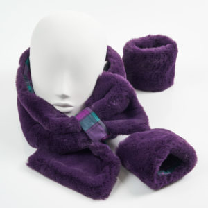 Purple and By Storm Tartan faux Fur Collar and Cuffs