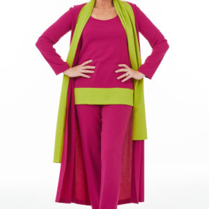 Fuchsia and lime trouser outfit