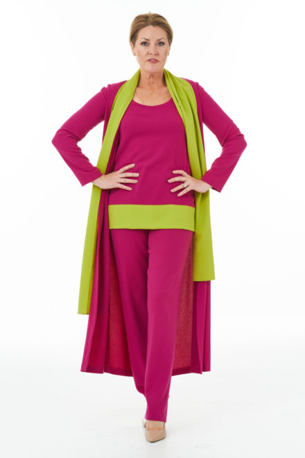 Fuchsia and lime trouser outfit