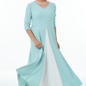 Mint and ivory Panelled dress with contrast inset