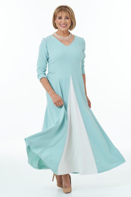 Mint and ivory Panelled dress with contrast inset