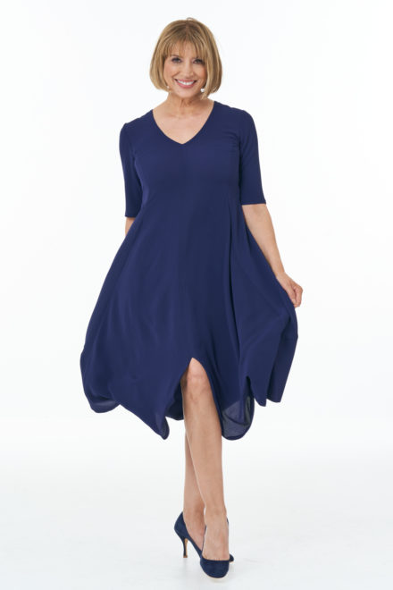 Short Sleeved Waffle Bubble Dress in Navy