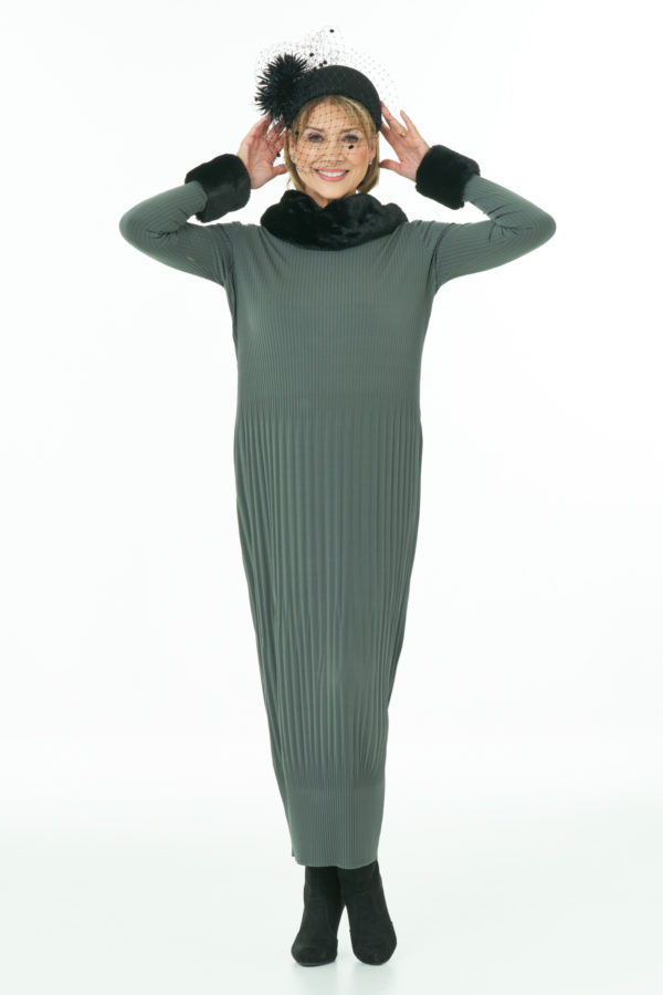 Maria Pleated Dress - Olive