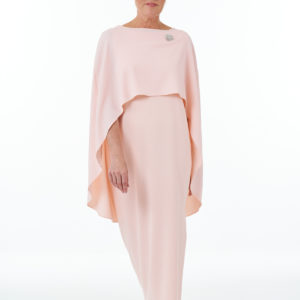 Long Side Slit Dress in Pink and cape in Pink