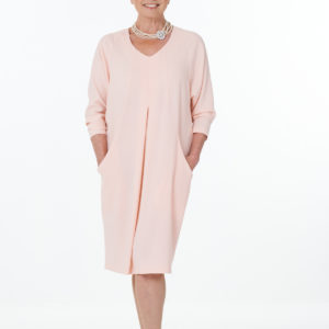 Pink V Neck Dolman Neck Dress