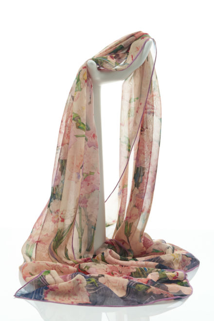 Pink Peony Chiffon Scarf