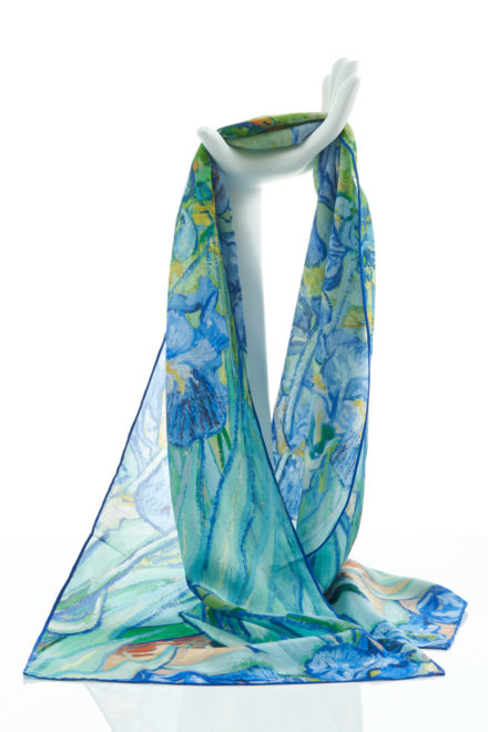 White Camellia Water Colour Chiffon Scarf