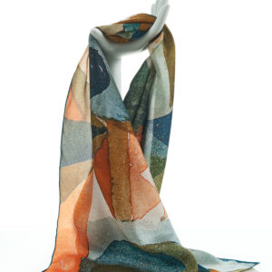 Paul Klee Coral Silk Habotai Scarf