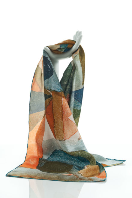Paul Klee Coral Silk Habotai Scarf