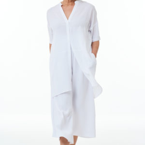 Waffle Cropped Trousers in white and Waffle Shirt in White