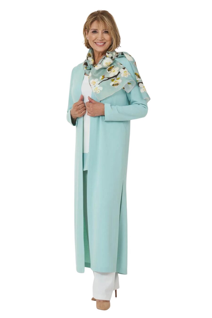 mint coat outfit long coat and trouser suit mother of the bride glasgow