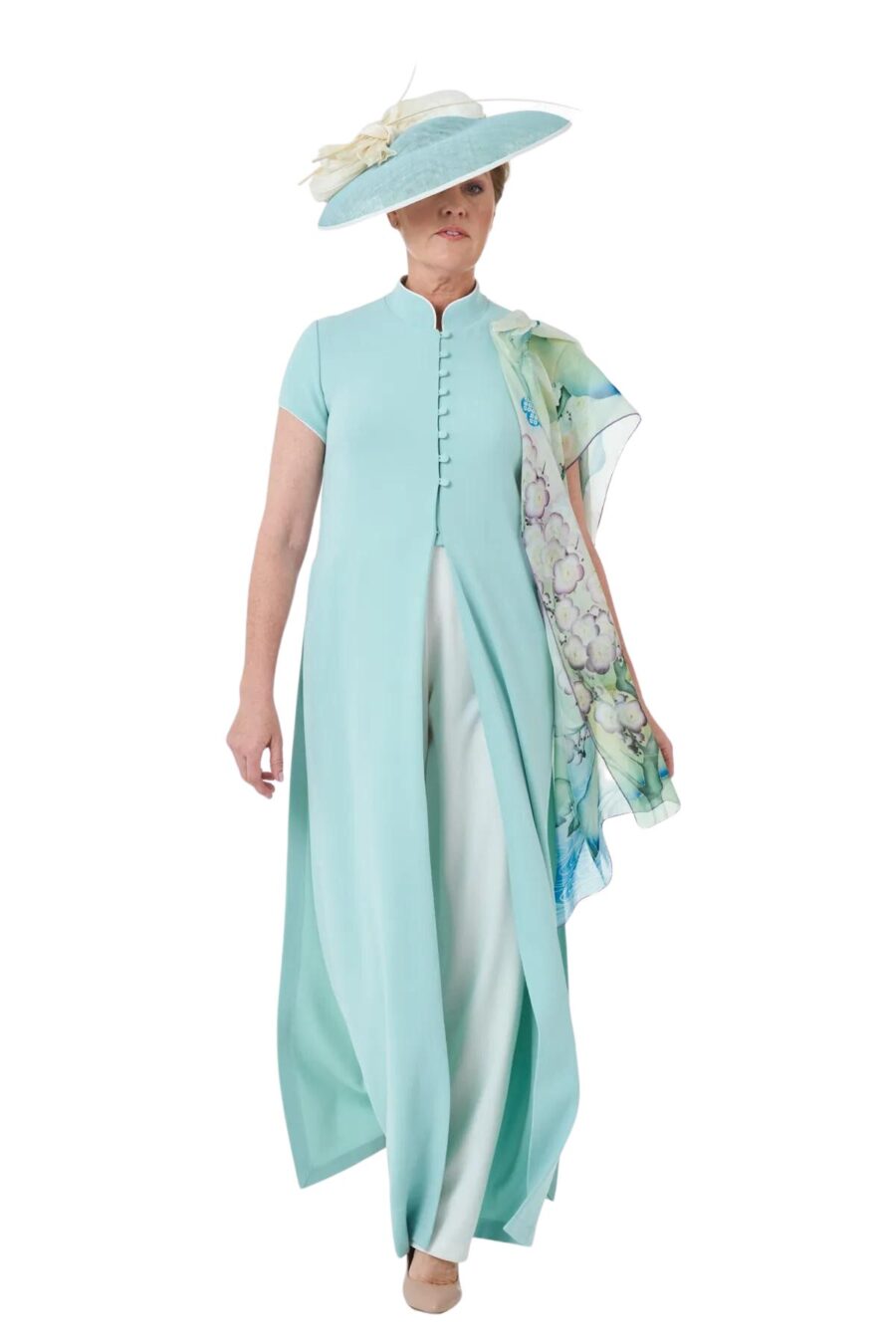 glasgow london mother of the bride trouser outfits oriental coat in mint