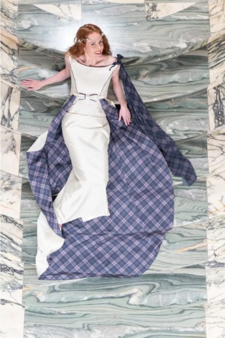 Islay Mist Tartan Train Iona Tartan Wedding Dress
