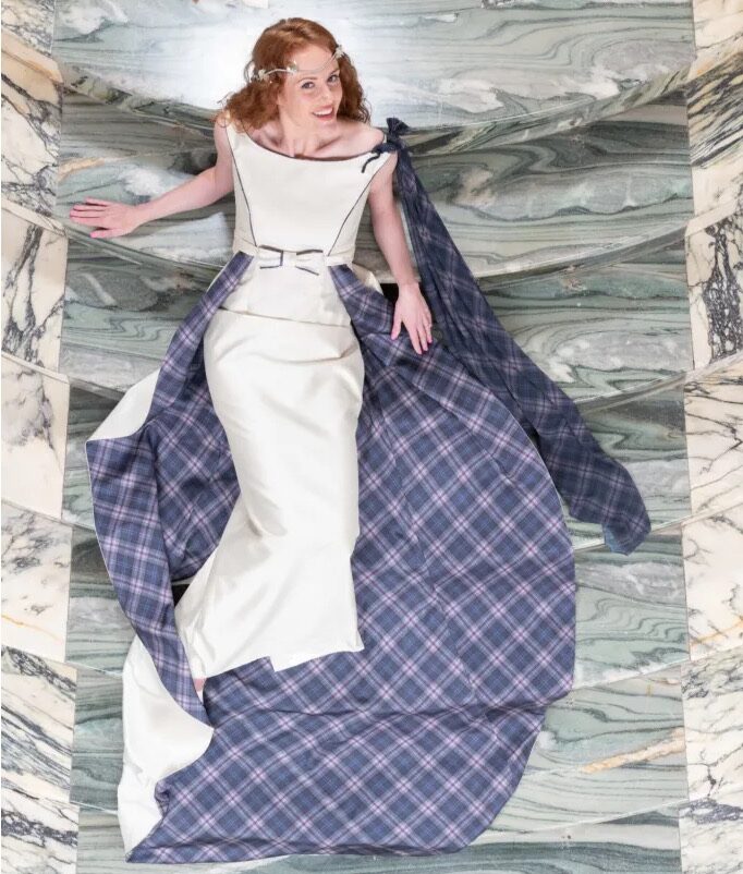 Islay Mist Tartan Train Iona Tartan Wedding Dress
