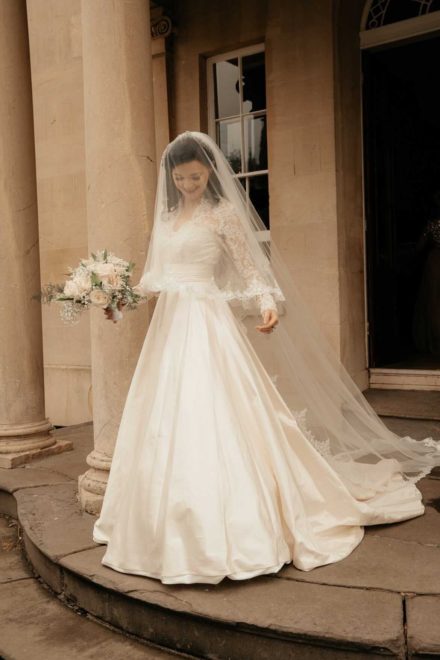 Stunning Joyce Young bride Helen on her wedding day