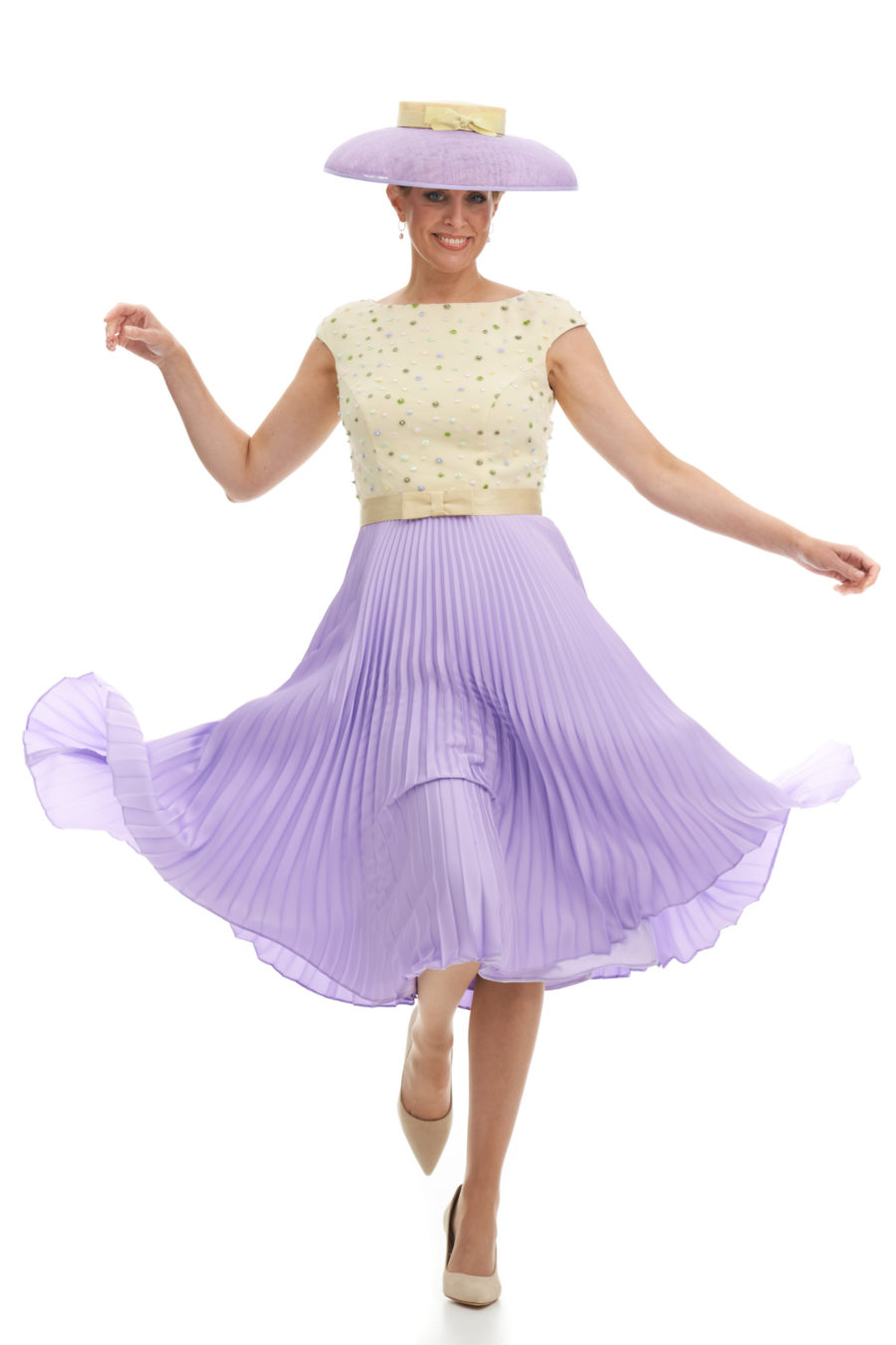 Flirty Pleated Embroidered Bodice Dress